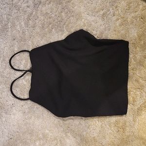 Black Cropped Halter Cami